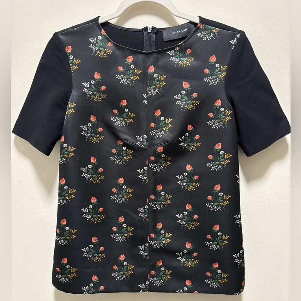 Derek Lam Black Floral Blouse